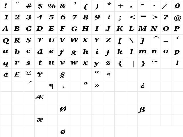 Last Child 2 Regular  glyph index
