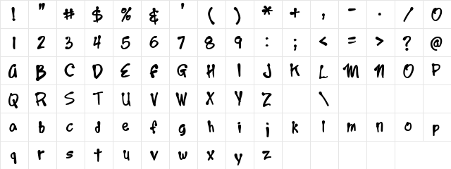 Suspension Regular  glyph index