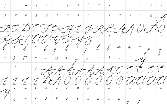 Just Sunday Regular  glyph index