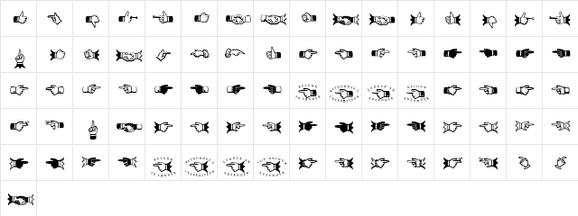 Scala-Hands Regular  glyph index