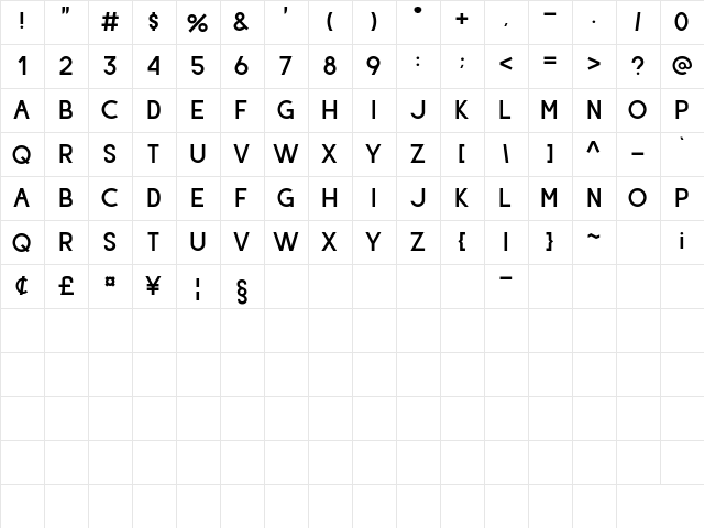 Hiyotori Bold  glyph index