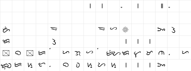 Tagalog Doctrina 1593 Regular  glyph index