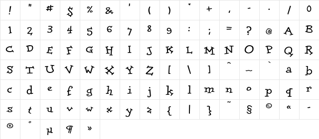 DoloresCyr Light Bold  glyph index
