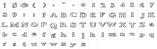 FrankenFont Large Hollow Regular  glyph index