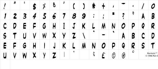 Witzworx Regular  glyph index