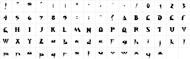 Y2Kill Regular  glyph index