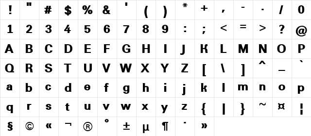 a_GroticExtraBold Regular  glyph index