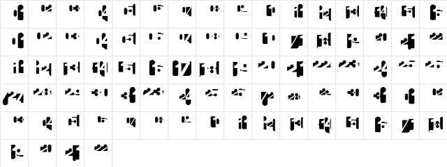 CalendarDigits Regular  glyph index