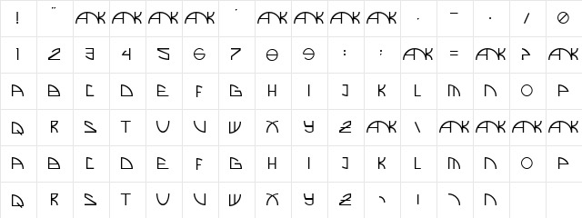 Brand New Regular  glyph index