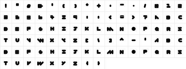 Solaria ExtraRounded  glyph index