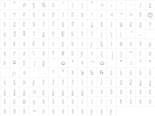BlueSmolt Regular  glyph index