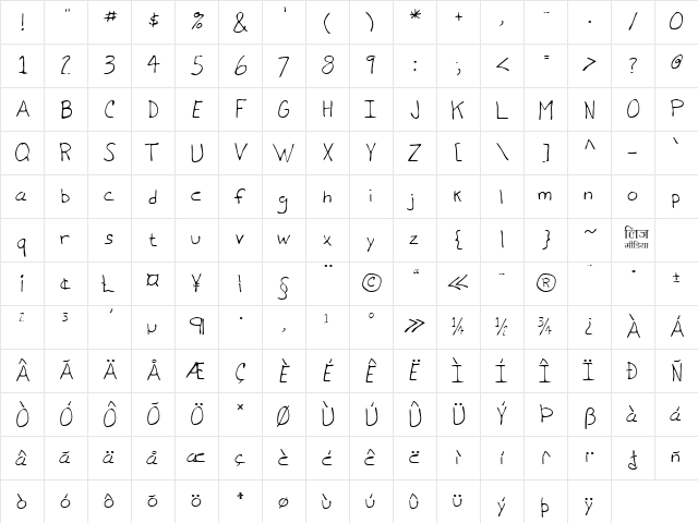LEHN071 Regular  glyph index