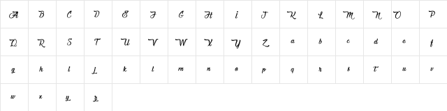 Chocolate and Delight Regular  glyph index