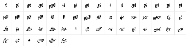 CatchWords Regular  glyph index