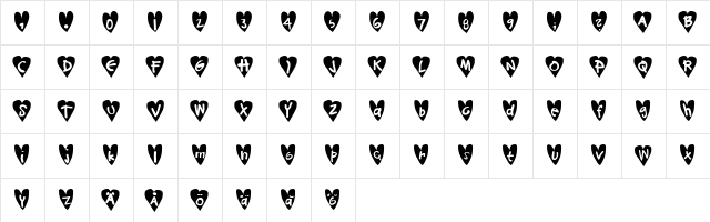 Djellibejbi Regular  glyph index
