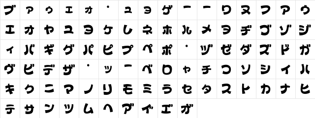 Colopocle KT  glyph index