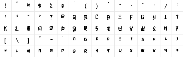 Meifen Regular  glyph index