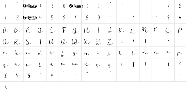 Nousilka Demo Regular  glyph index