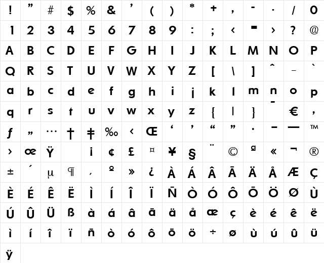 Ornitons-Medium Regular  glyph index