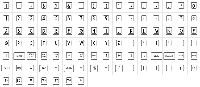 Compkey2 Condensed Regular  glyph index