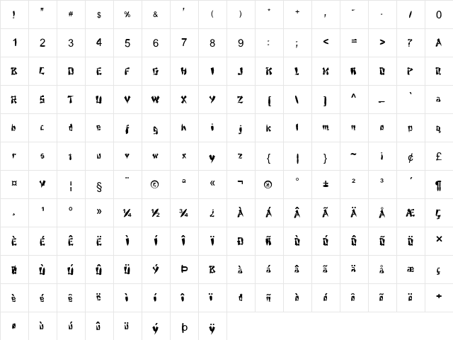FZ UNIQUE 21 MANGLED Normal  glyph index