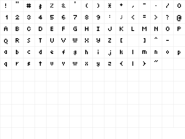 D3 Coolbitmapism Regular  glyph index