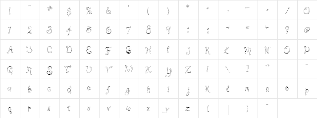 LD Ribbons Regular  glyph index