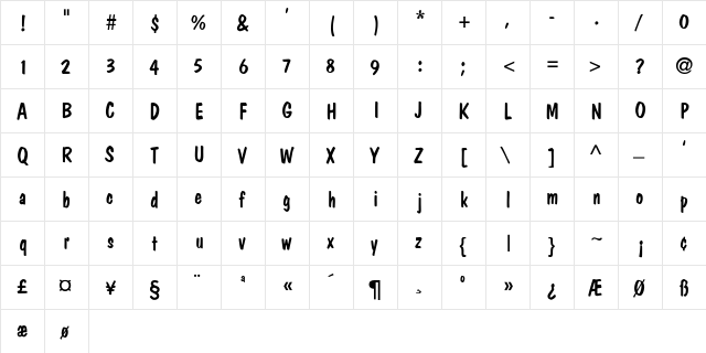 DomCasual-Light Regular  glyph index