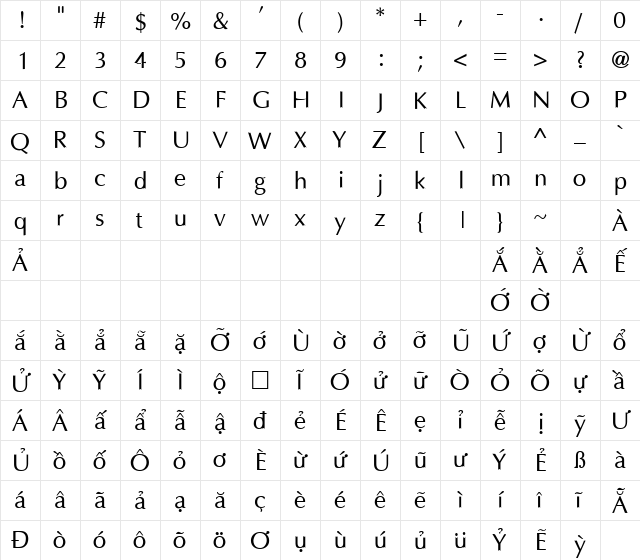VPS Can Tho Normal  glyph index