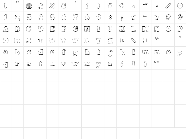 KF FunFont Regular  glyph index
