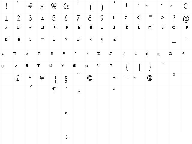 HaNgUl LoVe3 Regular  glyph index