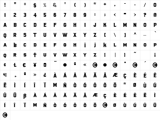 BraingeltPremium Regular  glyph index
