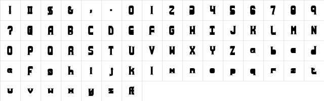Ataxia (BRK) Regular  glyph index