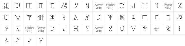 Malachim Writing Regular  glyph index