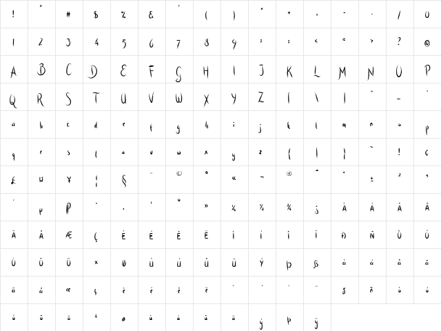 Von Halent Regular  glyph index