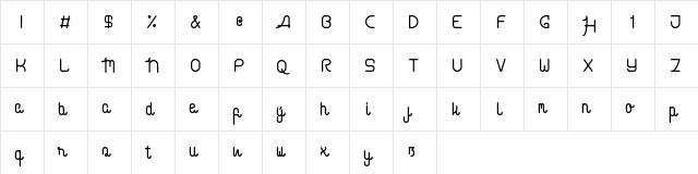 Cabello Script Regular  glyph index