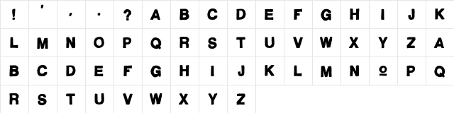 California Rad Regular  glyph index