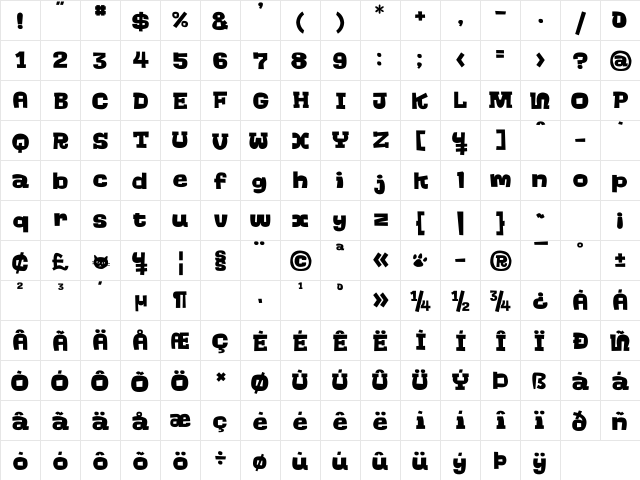 Go-Go-Go Regular  glyph index