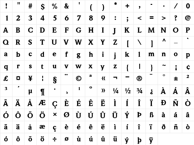 ITCWeidemann-Black Black  glyph index