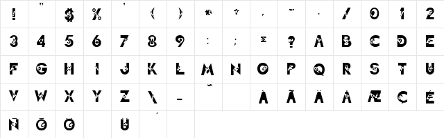 Extravaganza Regular  glyph index