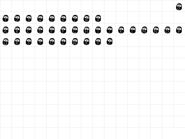 DARUMA Regular  glyph index