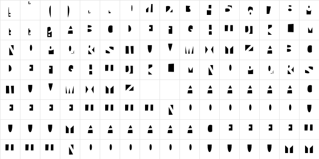 Negatively Positive Regular  glyph index