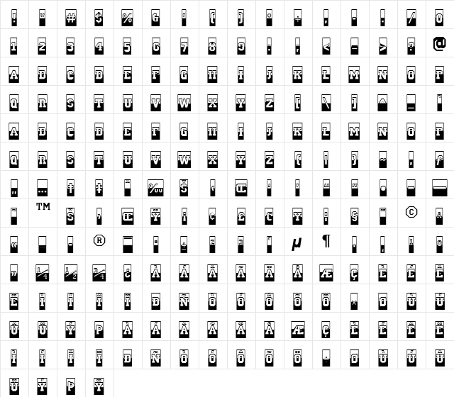 a_CampusCmB&W Bold  glyph index