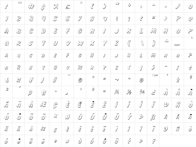 Miss Amanda Shadow Ital Shadow Ital  glyph index