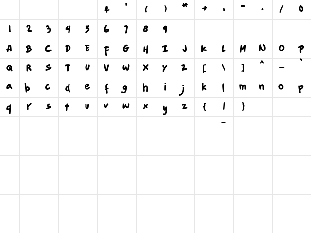 LAZY BOY Regular  glyph index