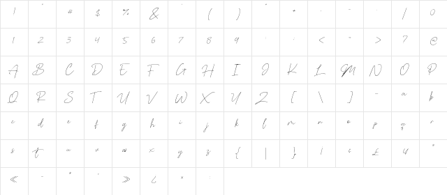 Baldive Regular  glyph index