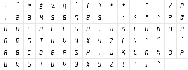 Digital-7 Mono  glyph index