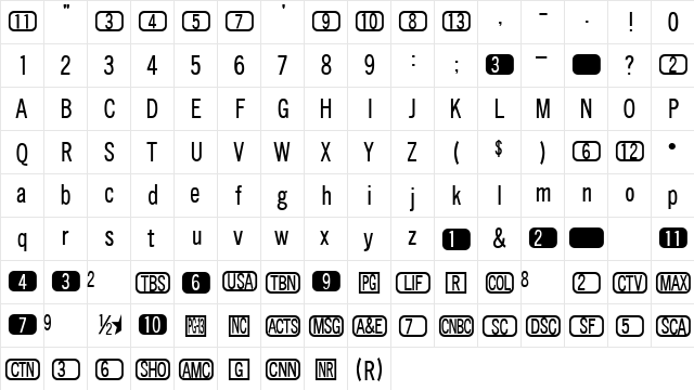CHANL Plain  glyph index