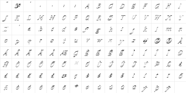 FZ JAZZY 48 HOLLOW ITALIC Normal  glyph index