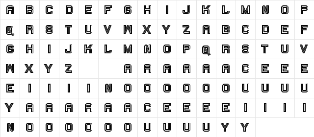 Fearcheer Demo Outline Regular  glyph index